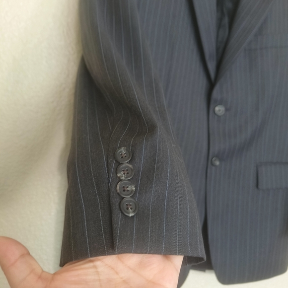 LAUREN RALPH LAUREN Navy Blue White Stripes Dress blazer Sz 40S Wool Mens Button - Picture 7 of 13